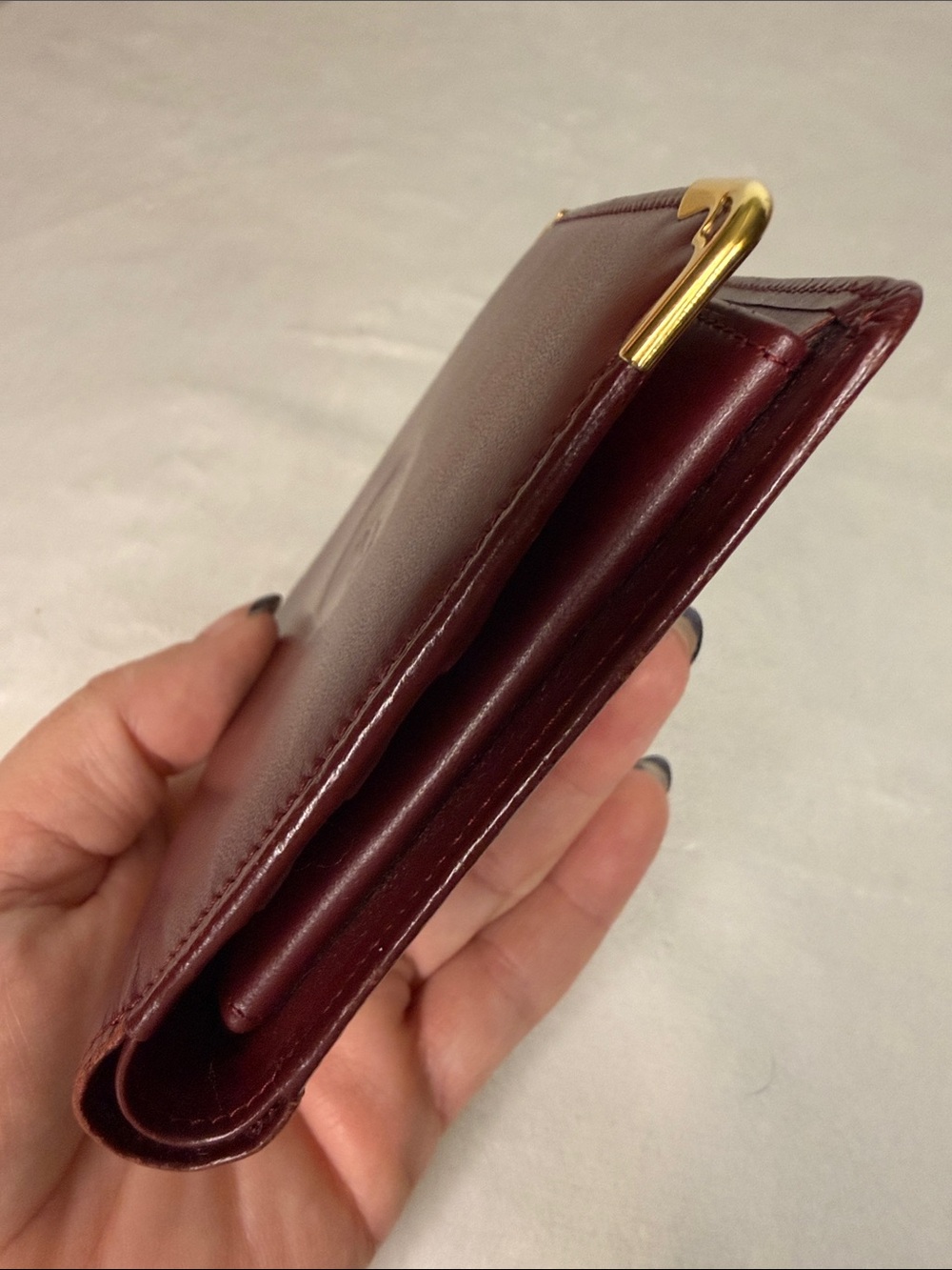 Vintage Cartier Unisex Must De Cartier Burgundy Leather Wallet Coin Pocket + Box - Picture 13 of 14